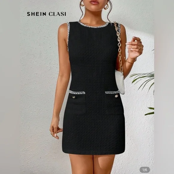 SHEIN | Dresses | Black Embroidered Dress | Poshmark
